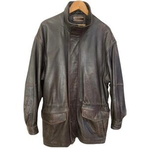 Marc New‎ York Andrew Marc Brown Leather Jacket Quilted Lined Mens Medium